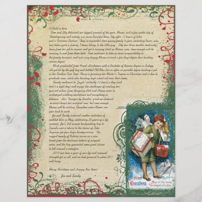  jongen met Retro Cadeaus kerstbrief (Voorkant)