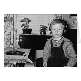 Jongen met Retro Crystal Radio Set Humoureus