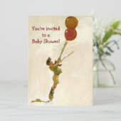  jongen met rode ballonnen, Baby shower voor kinde Kaart (Staand voorkant)