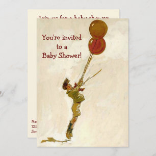  jongen met rode ballonnen, Baby shower voor kinde Kaart