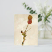  jongen met rode ballonnen op een feest briefkaart (Staand voorkant)