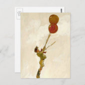  jongen met rode ballonnen op een feest briefkaart (Voorkant / Achterkant)