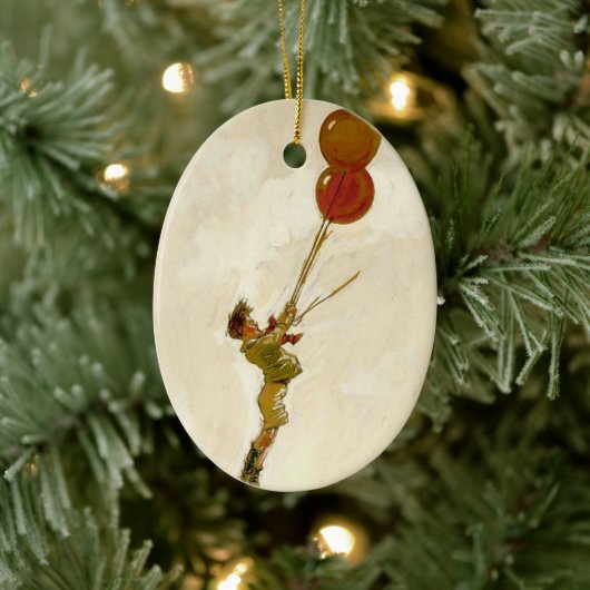  jongen met rode ballonnen op een feest keramisch ornament (Boom)