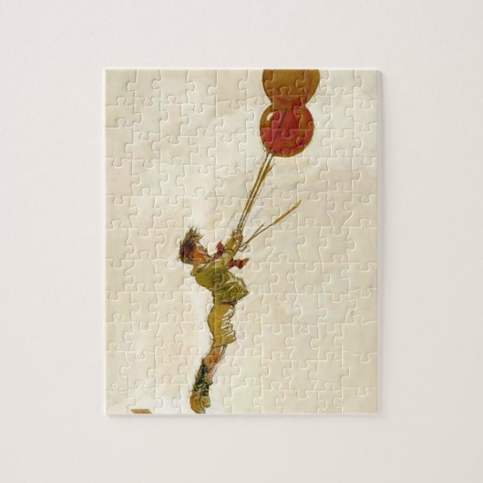  jongen met rode ballonnen op een feest legpuzzel (Verticaal)