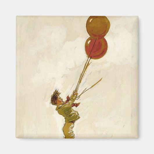  jongen met rode ballonnen op een feest magneet (Voorkant)
