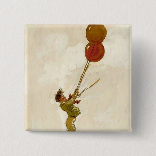 jongen met rode ballonnen op een feest vierkante button 5,1 cm (Voorkant)