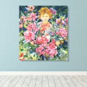 Jongen met rode pioenbloemen (door Robert Reid) Canvas Afdruk (Insitu (Houten vloer))