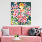 Jongen met rode pioenbloemen (door Robert Reid) Canvas Afdruk (Insitu (Woonkamer))