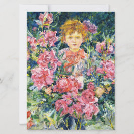 Jongen met rode pioenbloemen (door Robert Reid) Kaart