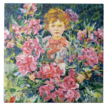 Jongen met Rode Pioenbloemen (door Robert Reid)