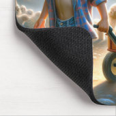 Jongen met rode wagen en golden retriever Puppies Muismat (Hoek)