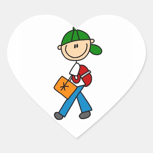 Jongen met rugzak hart sticker (Voorkant)