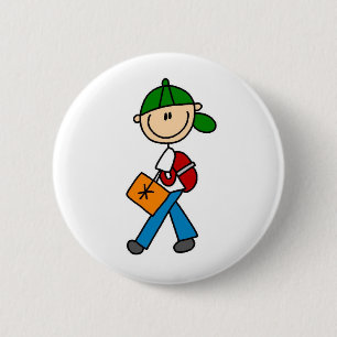 Jongen met rugzak ronde button 5,7 cm