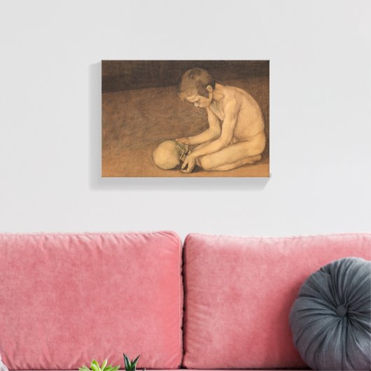 Jongen met schedel (door Magnus Enckell) Canvas Afdruk (Insitu (Woonkamer))