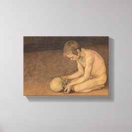 Jongen met schedel (door Magnus Enckell) Canvas Afdruk