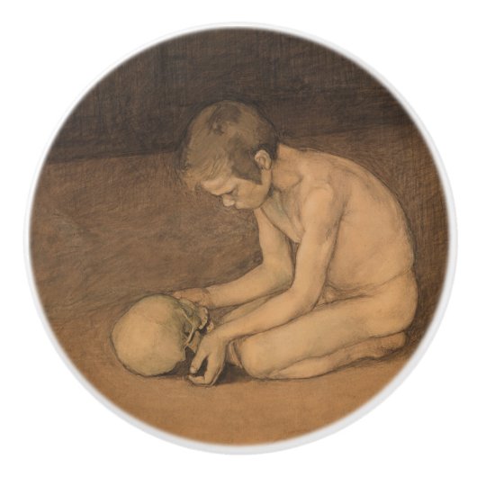 Jongen met schedel (door Magnus Enckell) Keramische Knop (Voorkant)