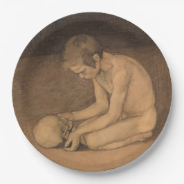 Jongen met schedel (door Magnus Enckell) Papieren Bordje