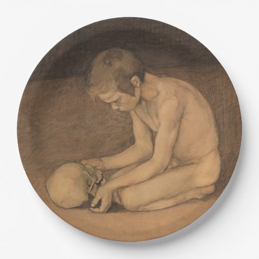 Jongen met schedel (door Magnus Enckell) Papieren Bordje (Voorkant)