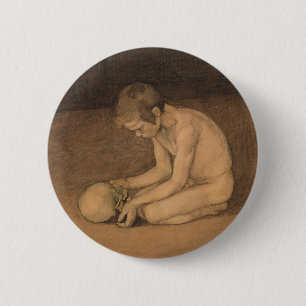 Jongen met schedel (door Magnus Enckell) Ronde Button 5,7 Cm