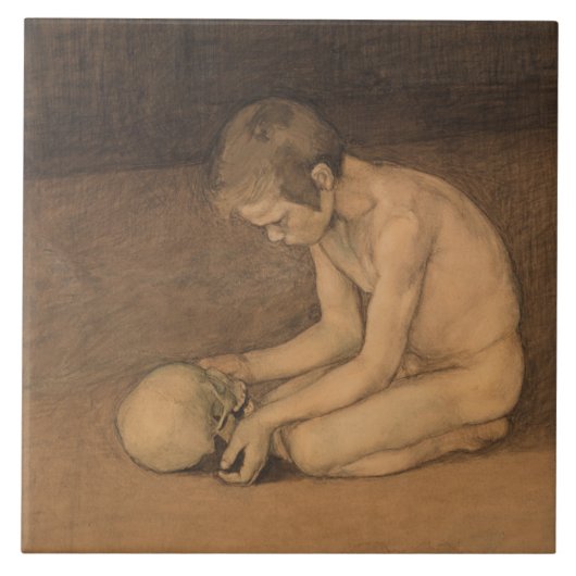 Jongen met schedel (door Magnus Enckell) Tegeltje (Voorkant)