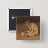 Jongen met schedel (door Magnus Enckell) Vierkante Button 5,1 Cm (Voorkant /achterkant)