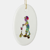 Jongen met scooter keramisch ornament (Rechts)