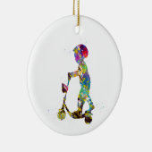 Jongen met scooter keramisch ornament (Rechts)