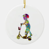 Jongen met scooter keramisch ornament (Voorkant)