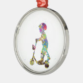Jongen met scooter metalen ornament (Links)