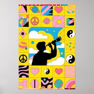 Jongen Met Telescoop Pop Art Poster
