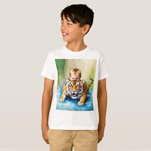 Jongen met tijger t-shirt (Voorkant volledig)