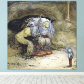 “Jongen met trol” van John Bauer Canvas Afdruk (Insitu (Houten vloer))