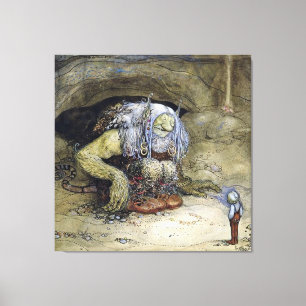 “Jongen met trol” van John Bauer Canvas Afdruk