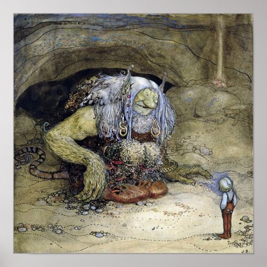 “Jongen met trol” van John Bauer Poster (Voorkant)