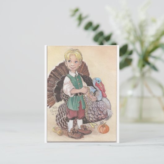 Jongen met Turkije Briefkaart (Staand voorkant)