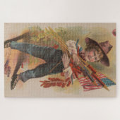 Jongen met Vuurwerk, Amerikaanse Vlag, Patriottisc Legpuzzel (Horizontaal)