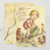 Jongen met water kunnen worden uitgenodigd kaart (Voorkant / Achterkant)