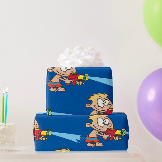 Jongen met Water Pistool Summer Fun Cadeaupapier