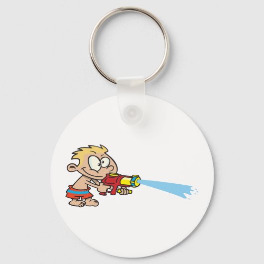 Jongen met Water Pistool Summer Fun Sleutelhanger (Voorkant)