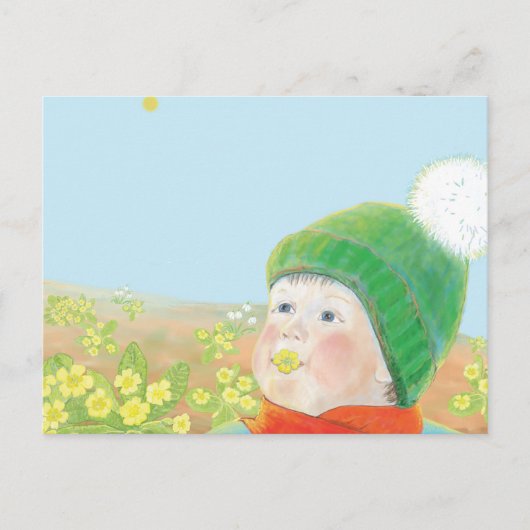 Jongen met wilde primroses briefkaart (Voorkant)