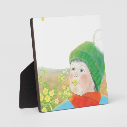 Jongen met wilde primroses fotoplaat (Voorkant)