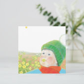 Jongen met wilde sleutelbloemen kaart (Staand voorkant)