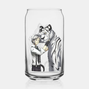 Jongen met witte tijger blikvorm glas