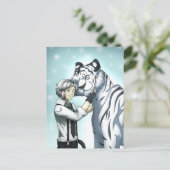 Jongen met witte tijger briefkaart (Staand voorkant)