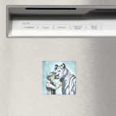 Jongen met witte tijger magneet (Insitu (Vaatwasser))