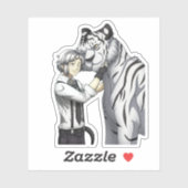 Jongen met witte tijger sticker (Vel)