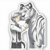 Jongen met witte tijger sticker (Voorkant)