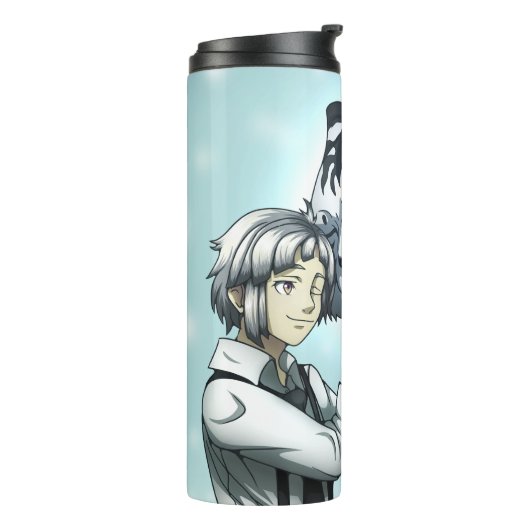 Jongen met witte tijger thermosbeker (Gedraaid links)