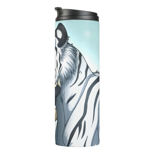 Jongen met witte tijger thermosbeker (Geroteerd rechts)