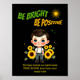 Jongen met zonnebloemen poster